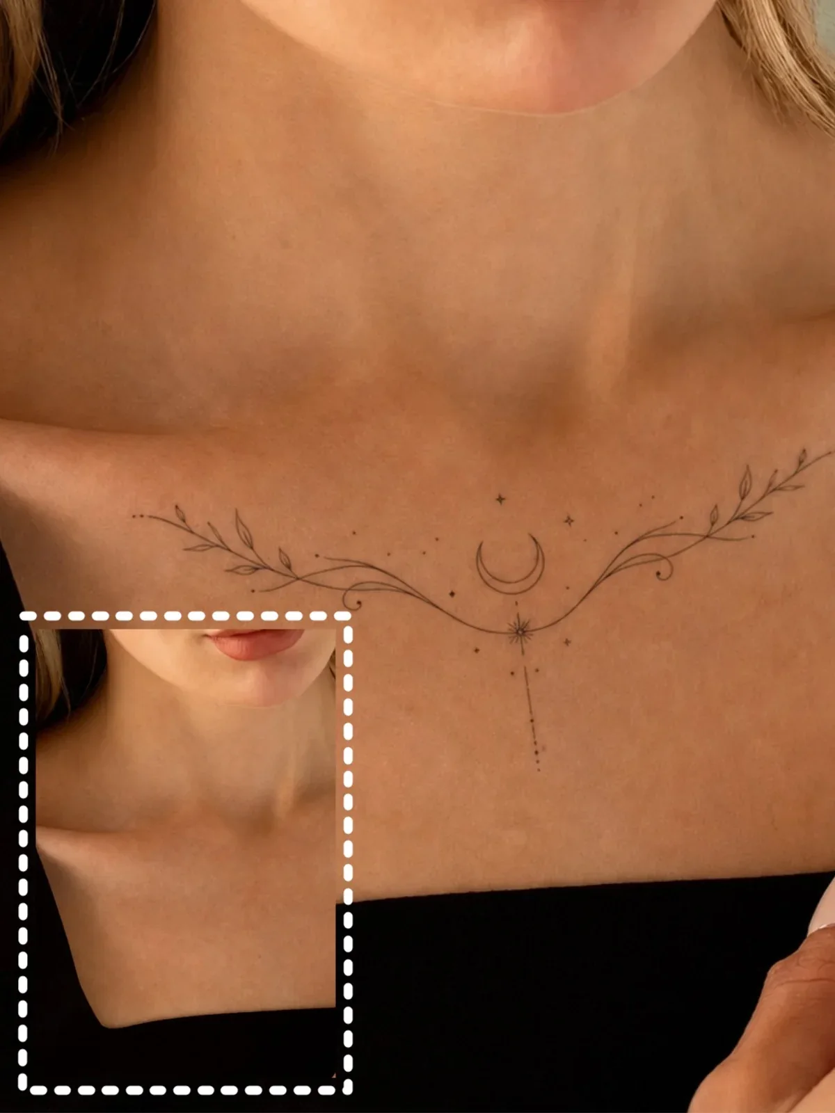 Minimal line tattoo preview with clean details for an understated skin design