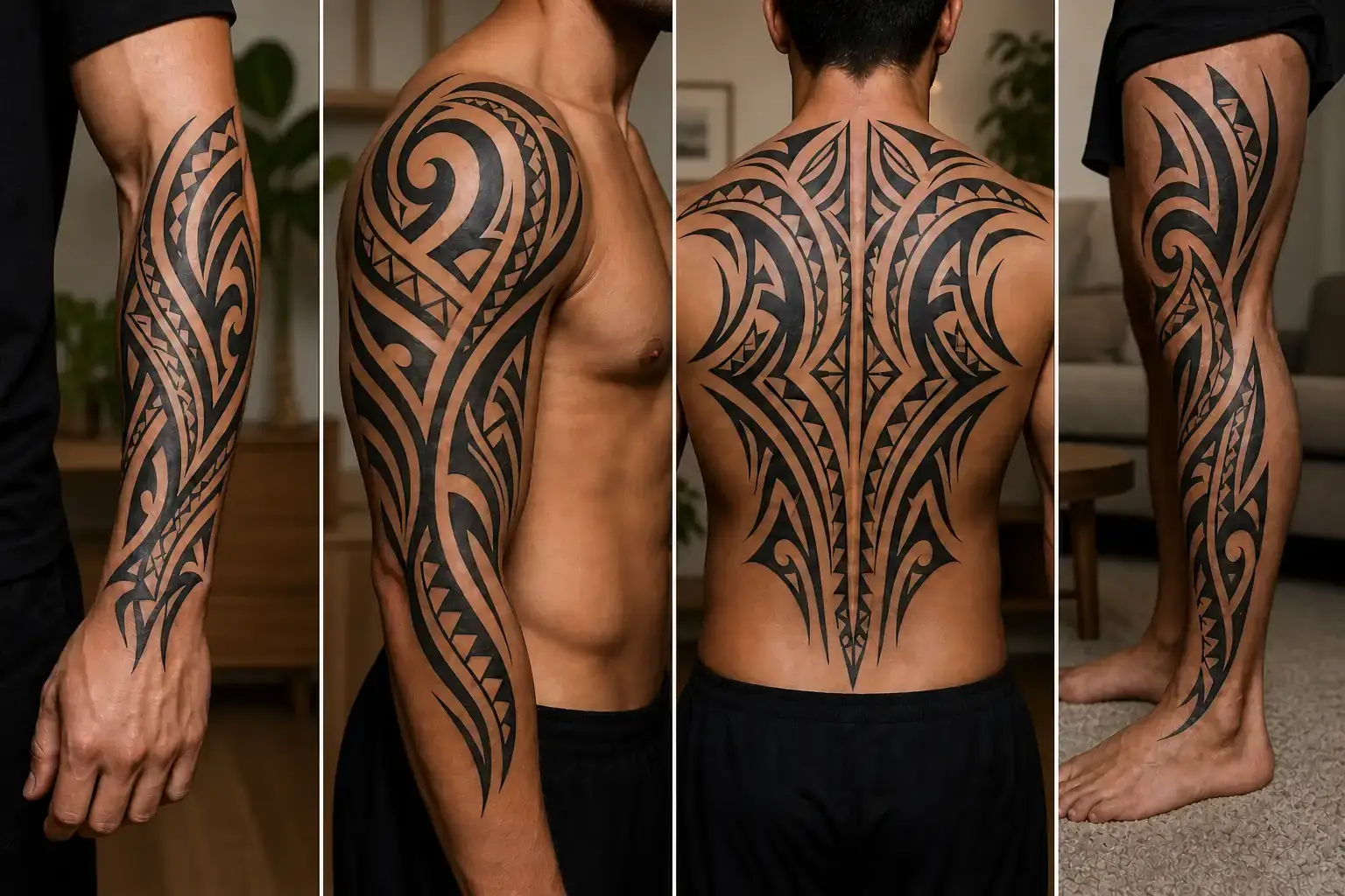 Tattoo placement preview showing how a design fits different visible skin areas