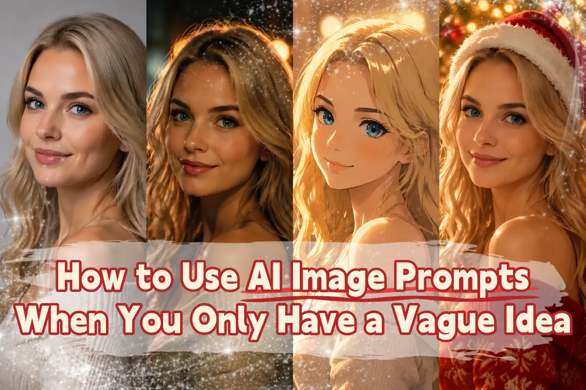 	Four AI-generated portrait directions show how one vague idea can lead to very different visual results