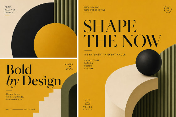 营销海报与社交媒体视觉示例，文字排版更完整、构图更平衡